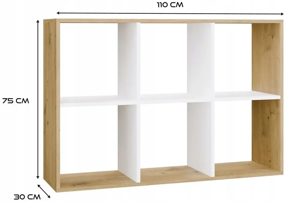 Стеллаж TopEshop Malax 2x3 (Artisan Oak/White) - 6