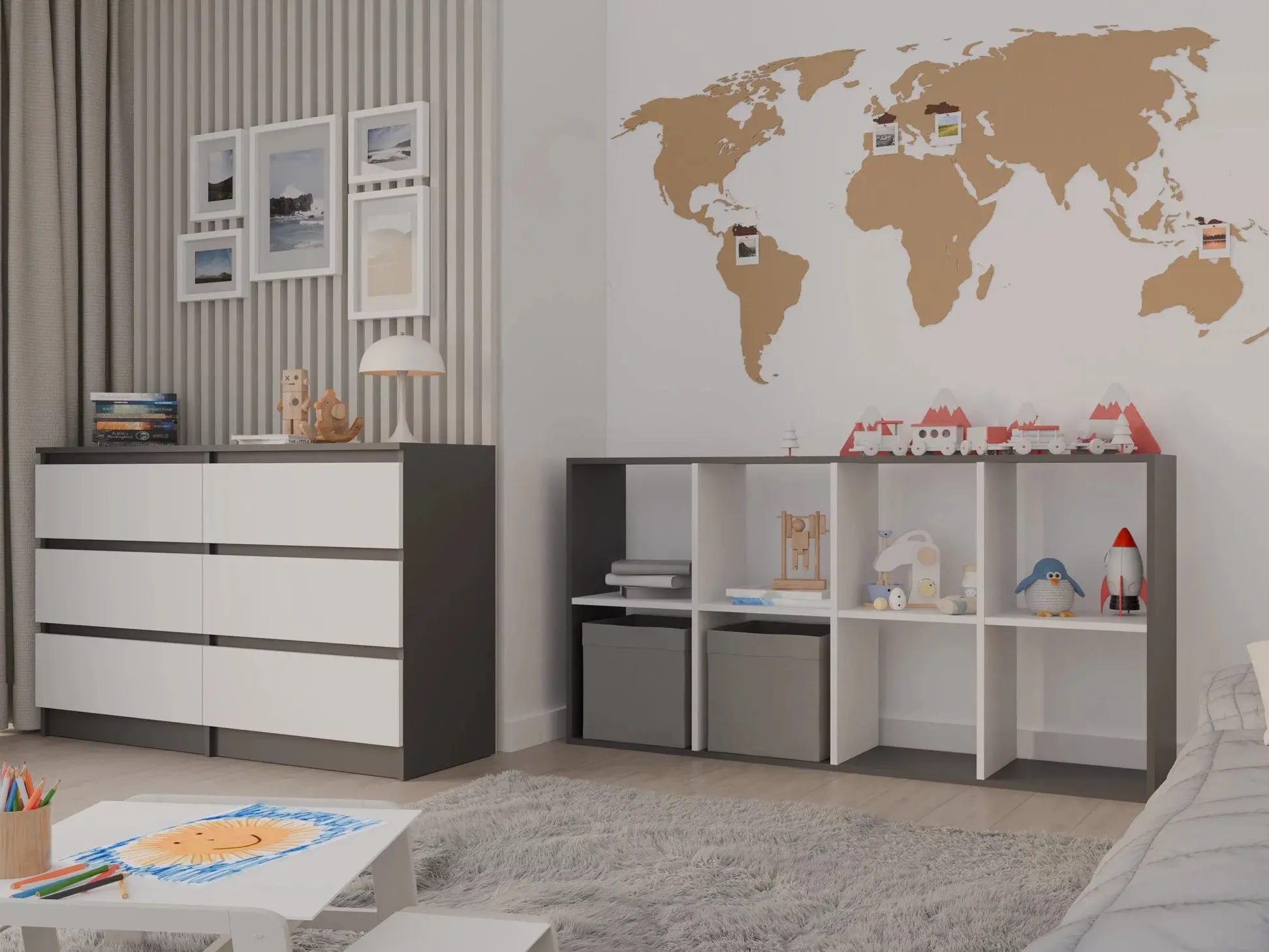 Etajera TopEshop Malax 2x4 (Anthracite/White) - 2