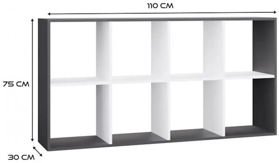Etajera TopEshop Malax 2x4 (Anthracite/White) - 6