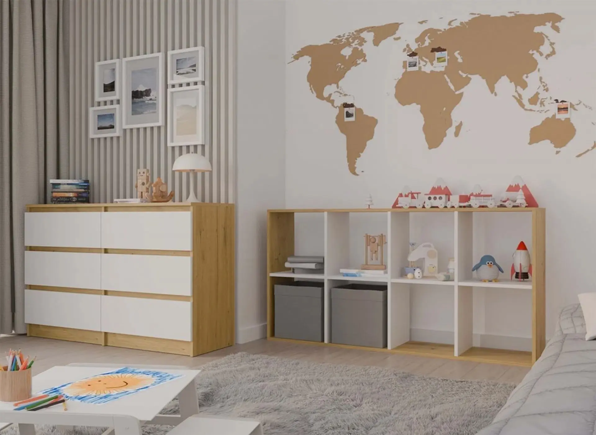 Etajera TopEshop Malax 2x4 (Artisan Oak/White) - 2