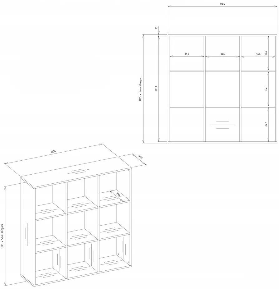 Etajera TopEshop Malax 3x3 H (Artisan Oak) - 6