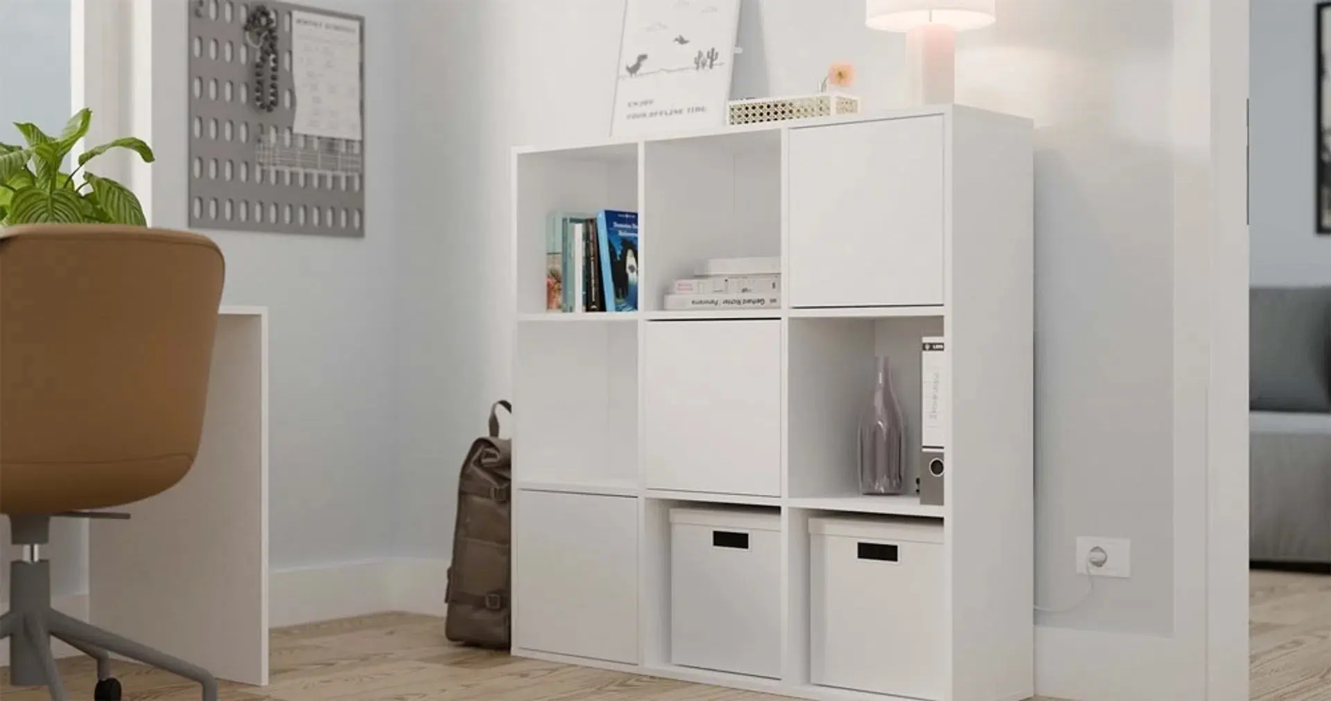 Etajera TopEshop Malax 3x3 H cu uși (White) - 2