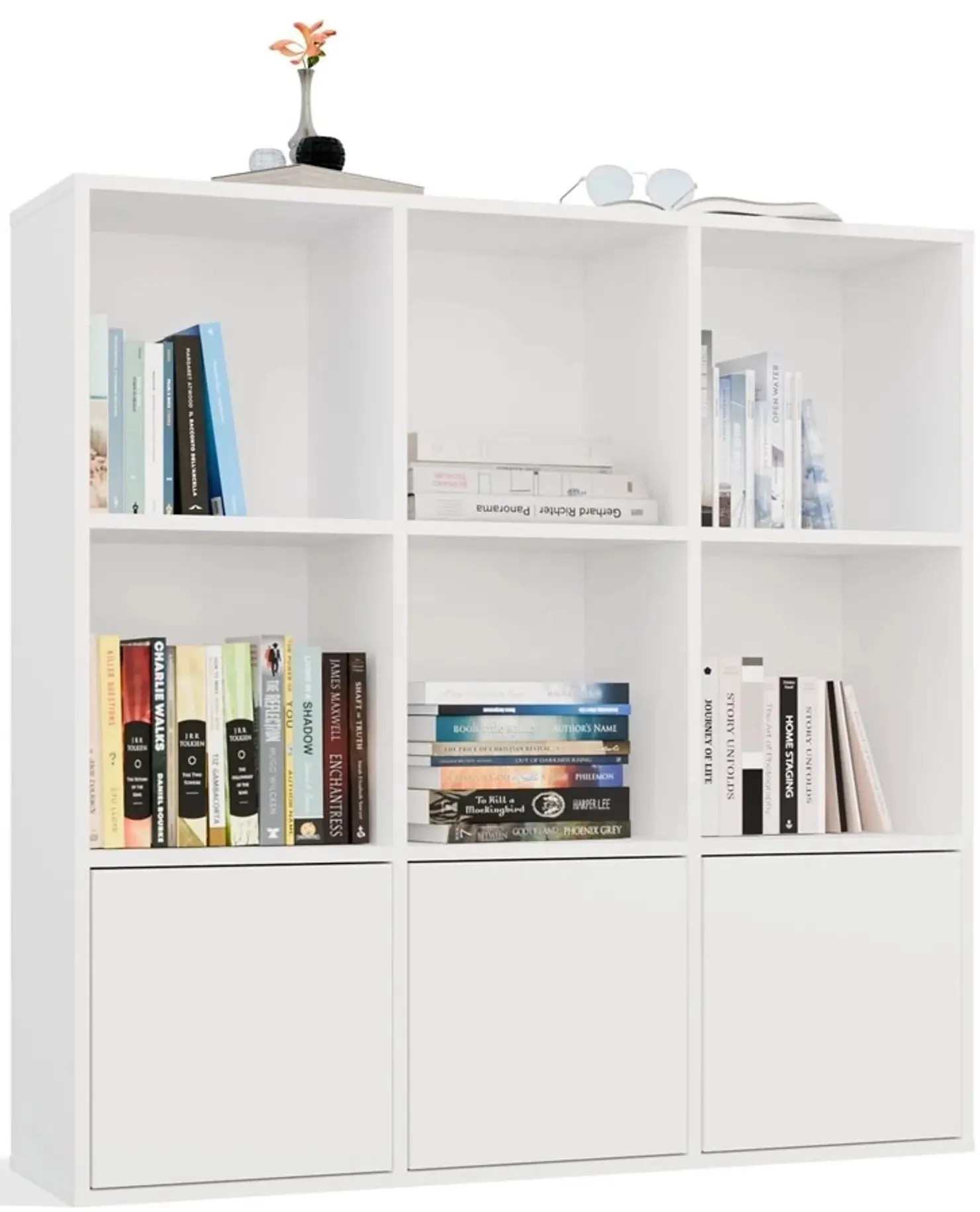 Etajera TopEshop Malax 3x3 H cu uși (White) - 3