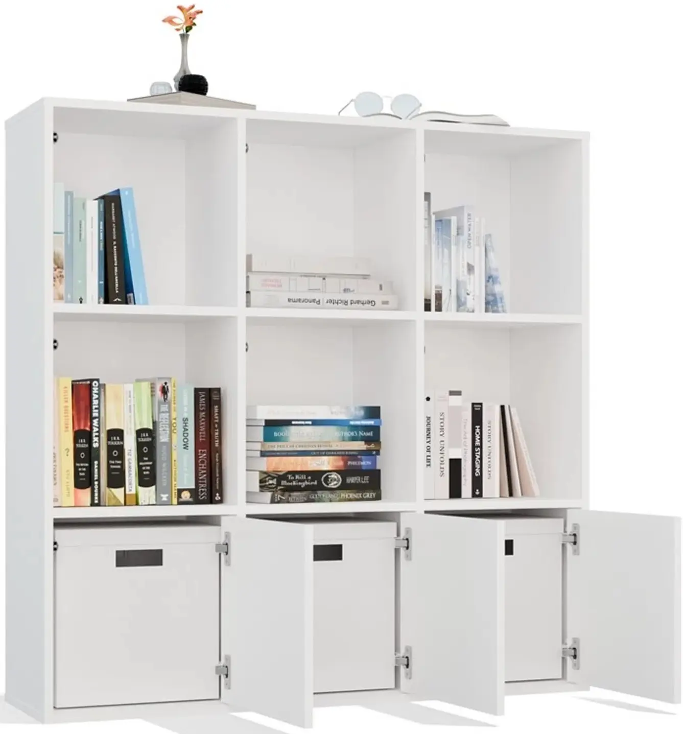 Etajera TopEshop Malax 3x3 H cu uși (White) - 5