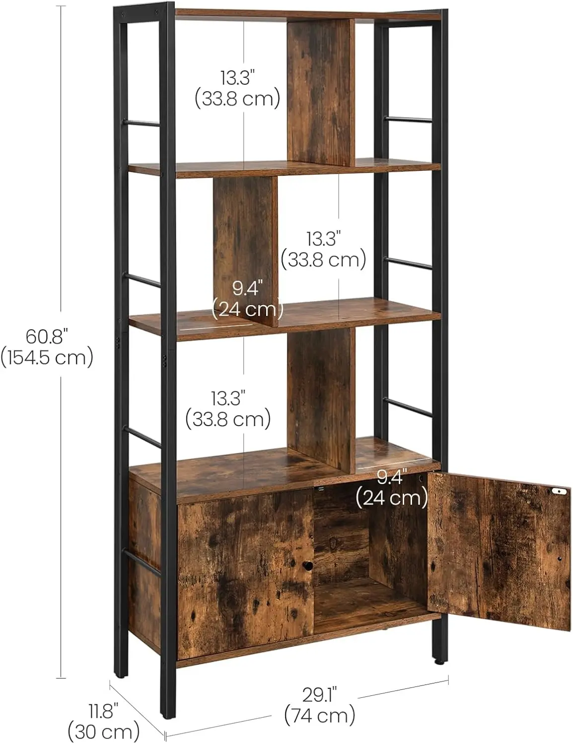 Стеллаж Vasagle LBC022B01 (Rustic Brown/Black) - 9