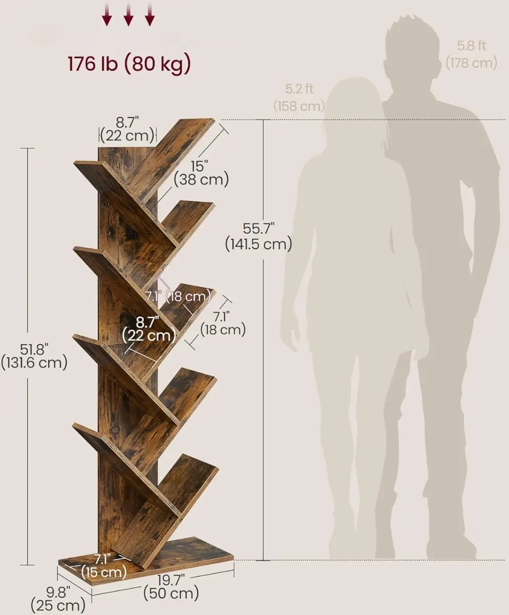 Стеллаж Vasagle LBC11BX (Rustic Brown) - 5