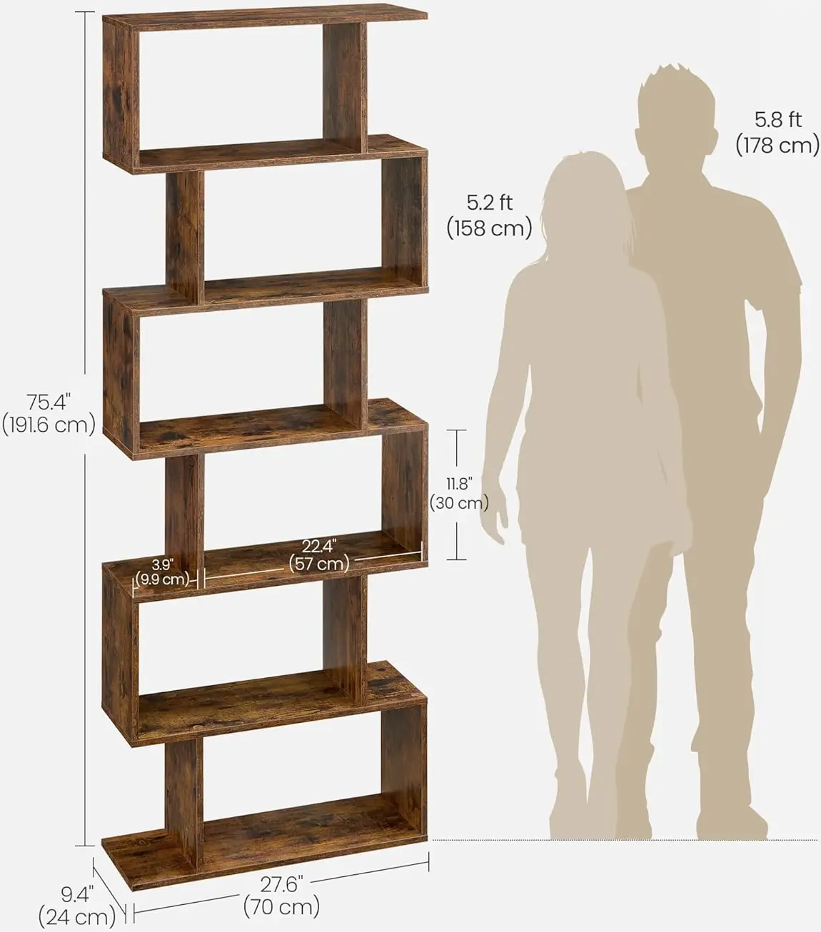 Стеллаж Vasagle LBC61BX (Rustic Brown) - 6