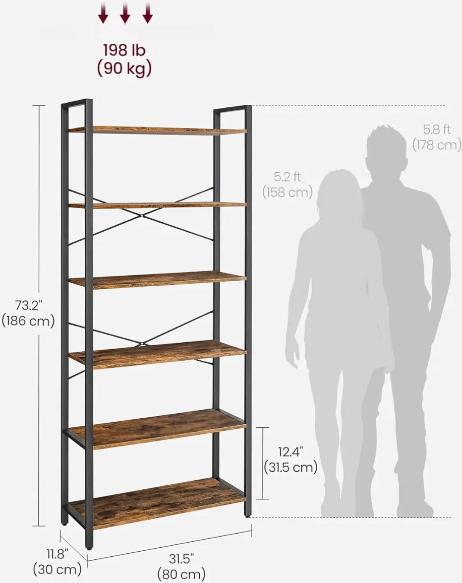 Стеллаж Vasagle LLS082B01 (Rustic Brown/Ink Black) - 6