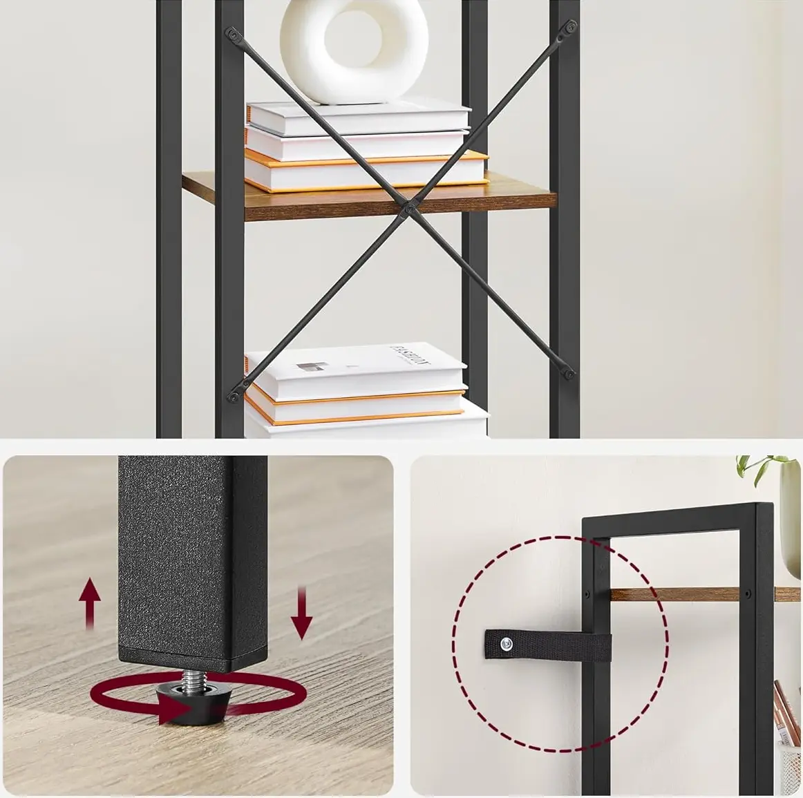 Etajera Vasagle LLS100B01 (Rustic Brown/Black) - 3