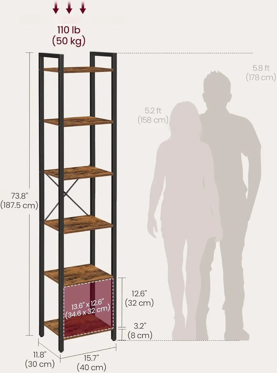 Стеллаж Vasagle LLS101B01 (Rustic Brown/Black) - 6