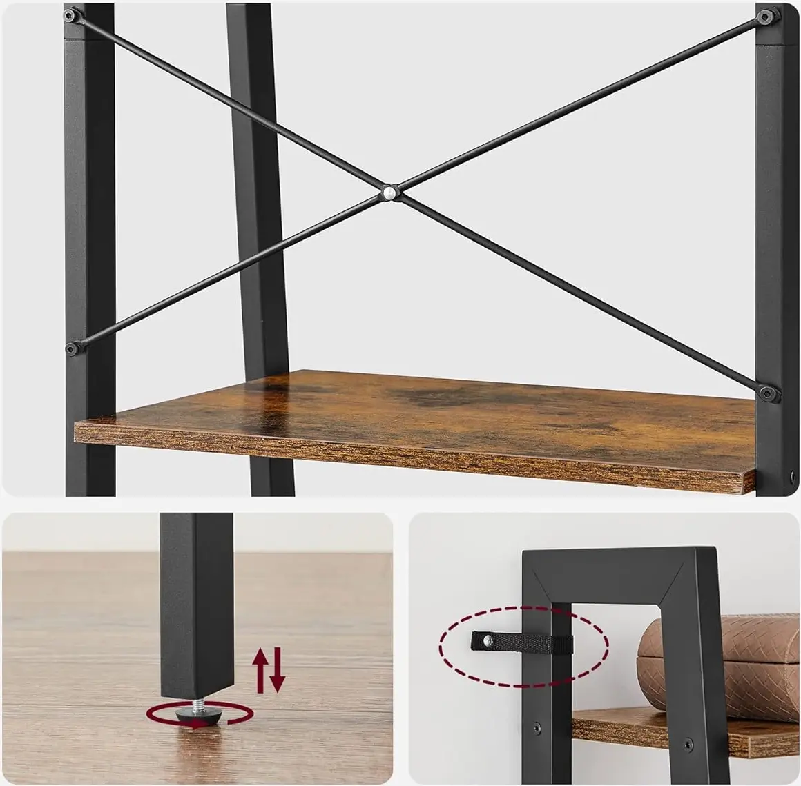 Стеллаж Vasagle LLS45X (Rustic Brown/Black) - 4