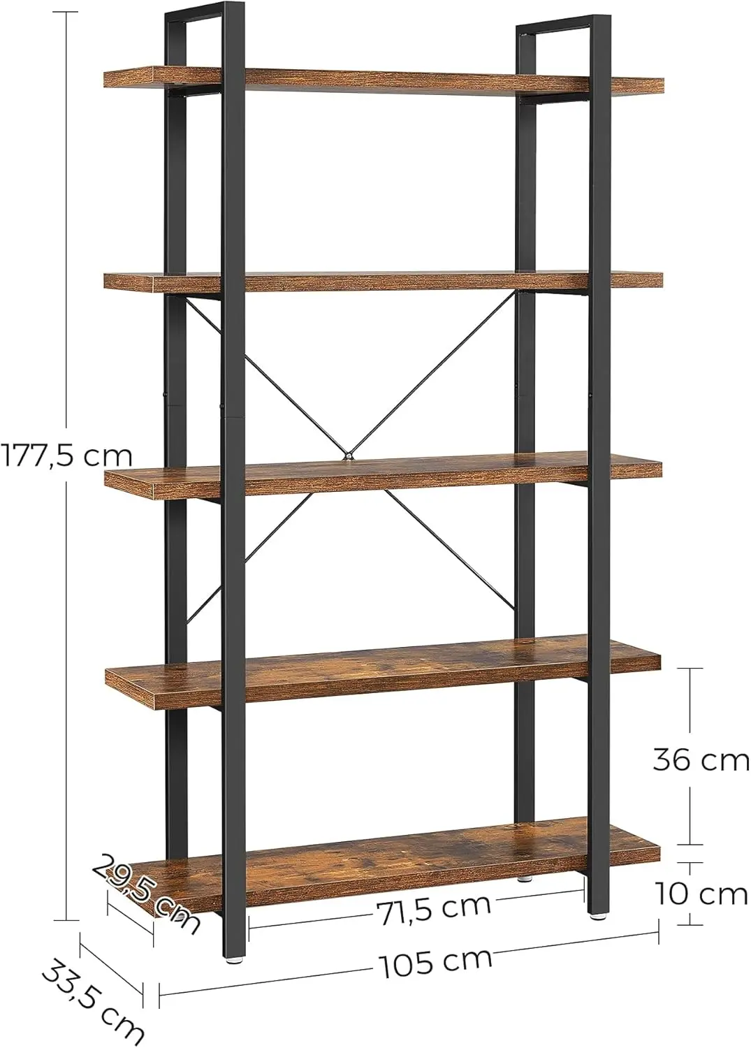 Стеллаж Vasagle LLS55BX (Rustic Brown/Black) - 7