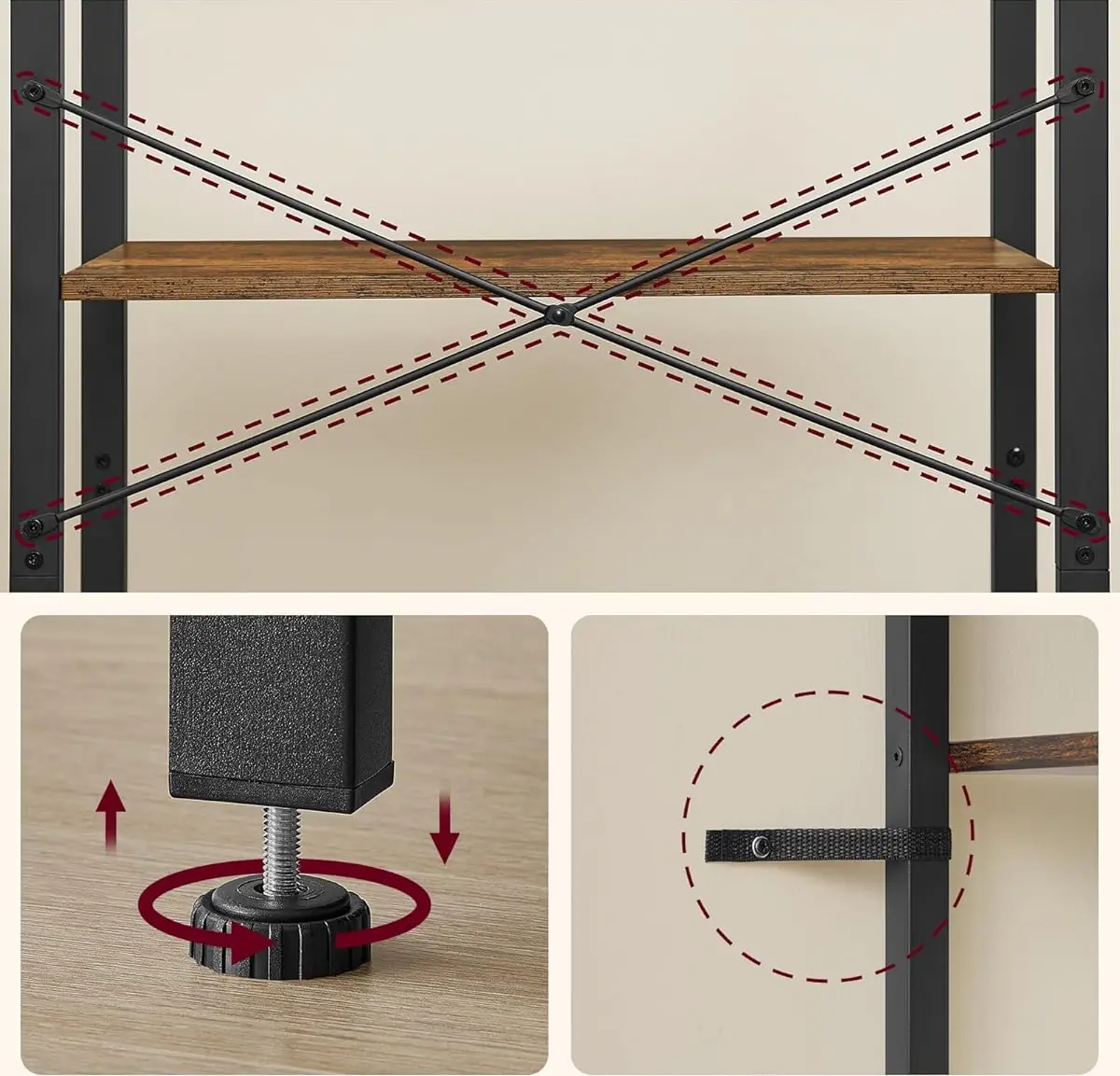 Стеллаж Vasagle LLS60BX (Rustic Brown/Black) - 4