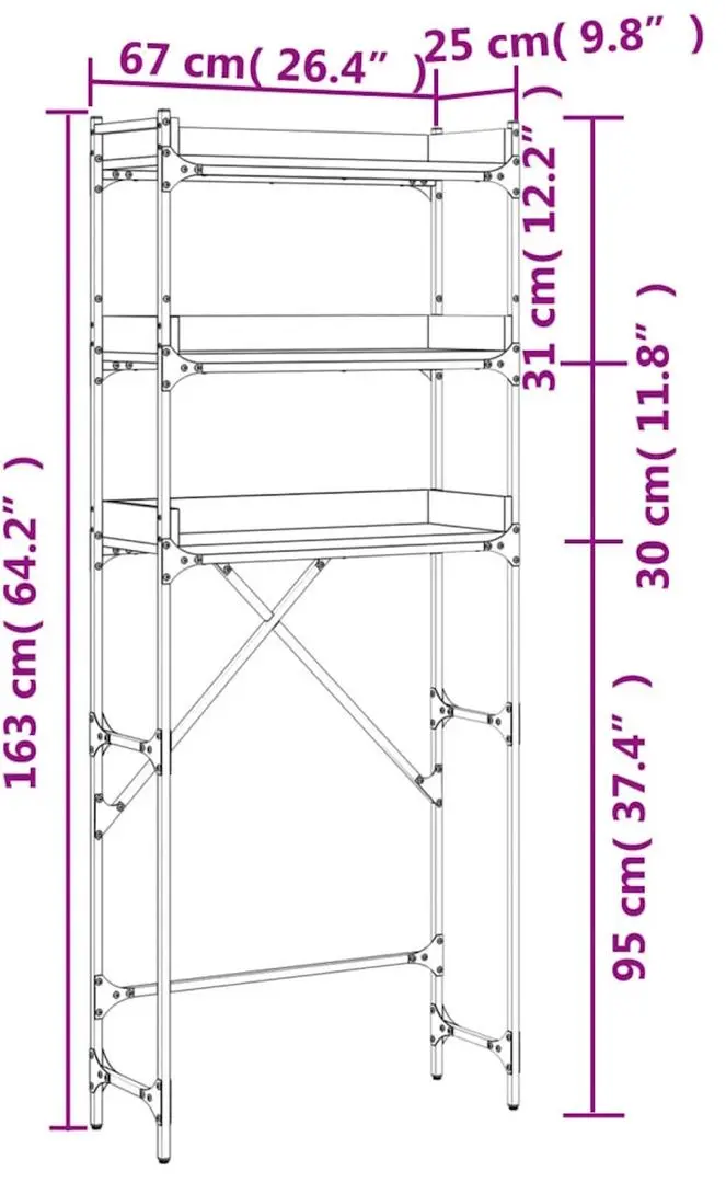Стеллаж VidaXL 838980 (Smoked Oak) - 8