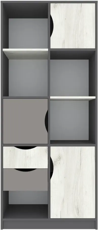 Стеллаж Yasen Дисней 3Д2Я (Графит Серый/Дуб Крафт Белый/Кашемир)