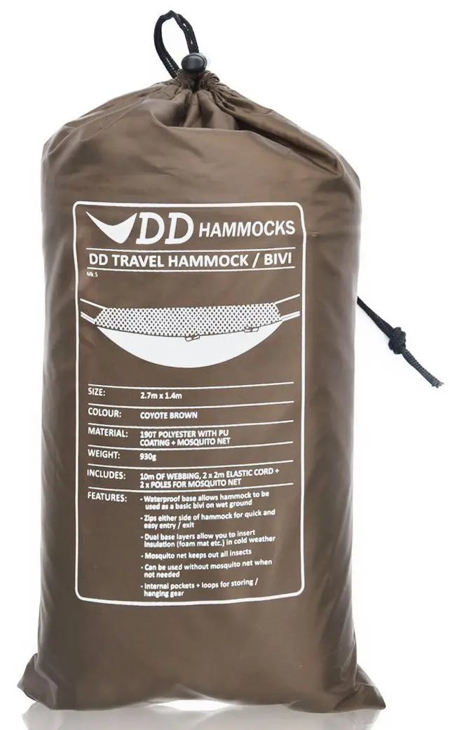 Hamac cu plasa de tantari DD Hammocks Travel Bivi (Coyote Brown) - 2