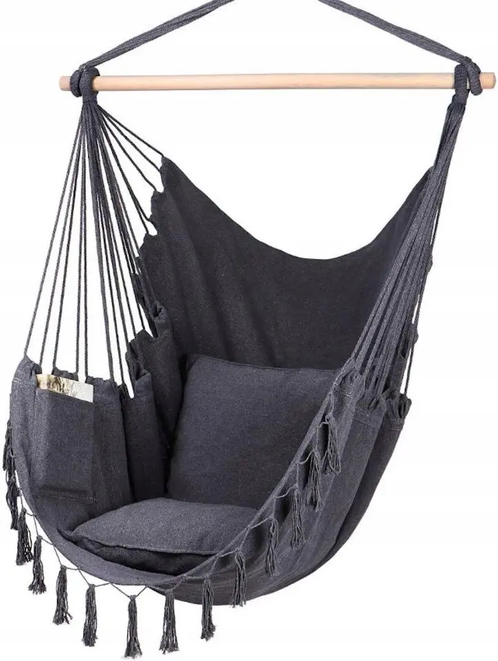 Fotoliu-hamac suspendat FunFit Garden Boho Brazilian (Dark Grey)