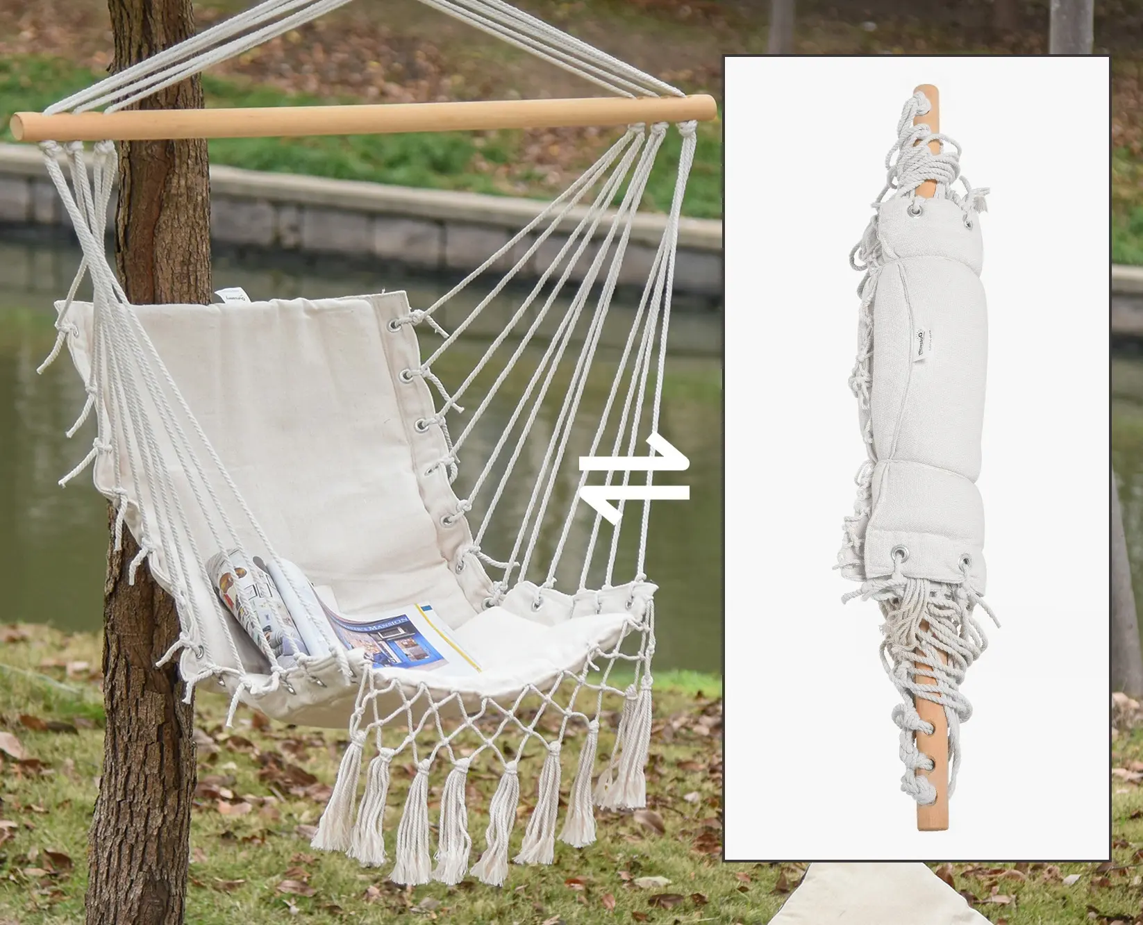 Гамак-кресло Outsunny 84A-189 (Cream) - 5