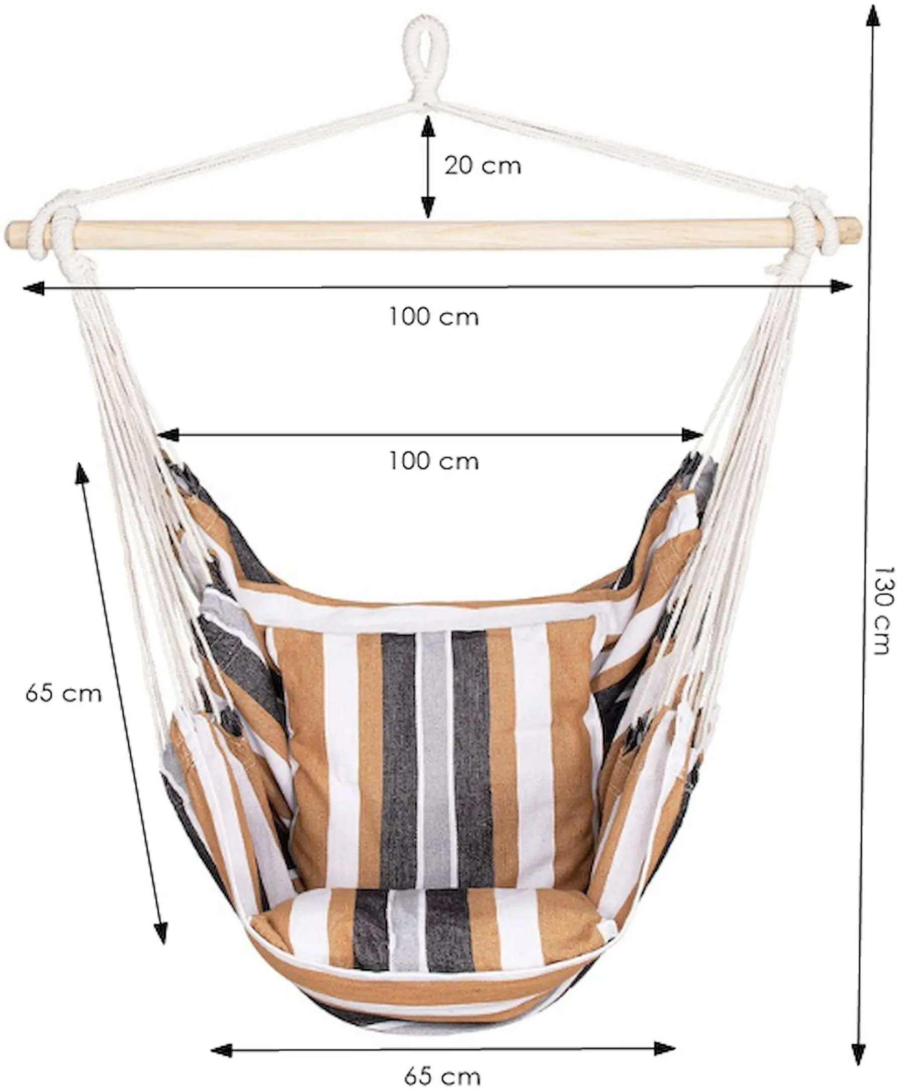 Кресло-гамак Springos Rocco HM048 (Brown/White) - 6
