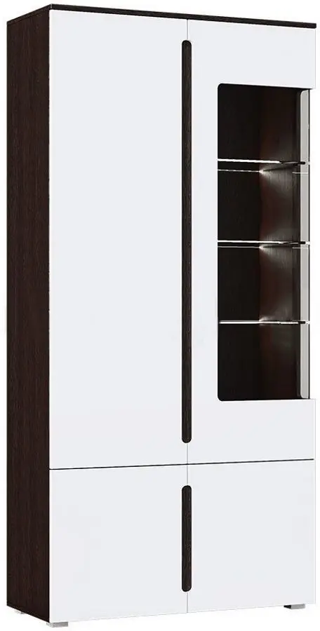 Vitrina Mif Kim White Gloss/Wenge Oak (cu iluminare)