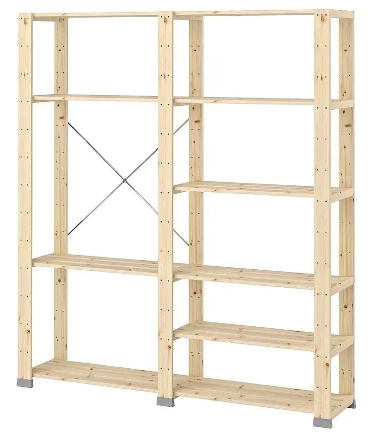 Sistem depozitare Ikea Hejne 2 sectiuni/rafturi 154x31x171 (Natur)