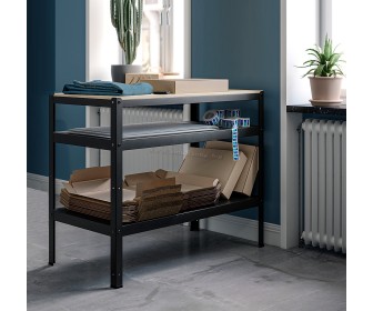 Стеллаж Ikea Bror 110x55 (Черный/Сосна)