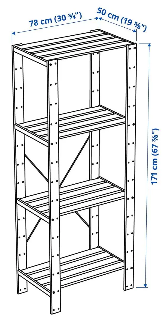 Стеллаж Ikea Hejne 78x50x171 (Натуральный) - 4