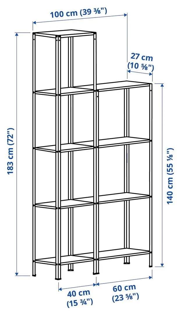 Etajera Ikea Hyllis 100x27x140-183 (Otel Inoxidabil)