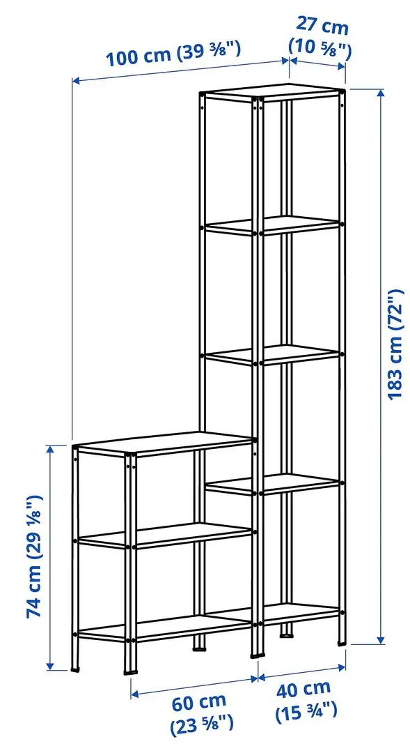 Etajera Ikea Hyllis 100x27x74-183 (Otel Inoxidabil)