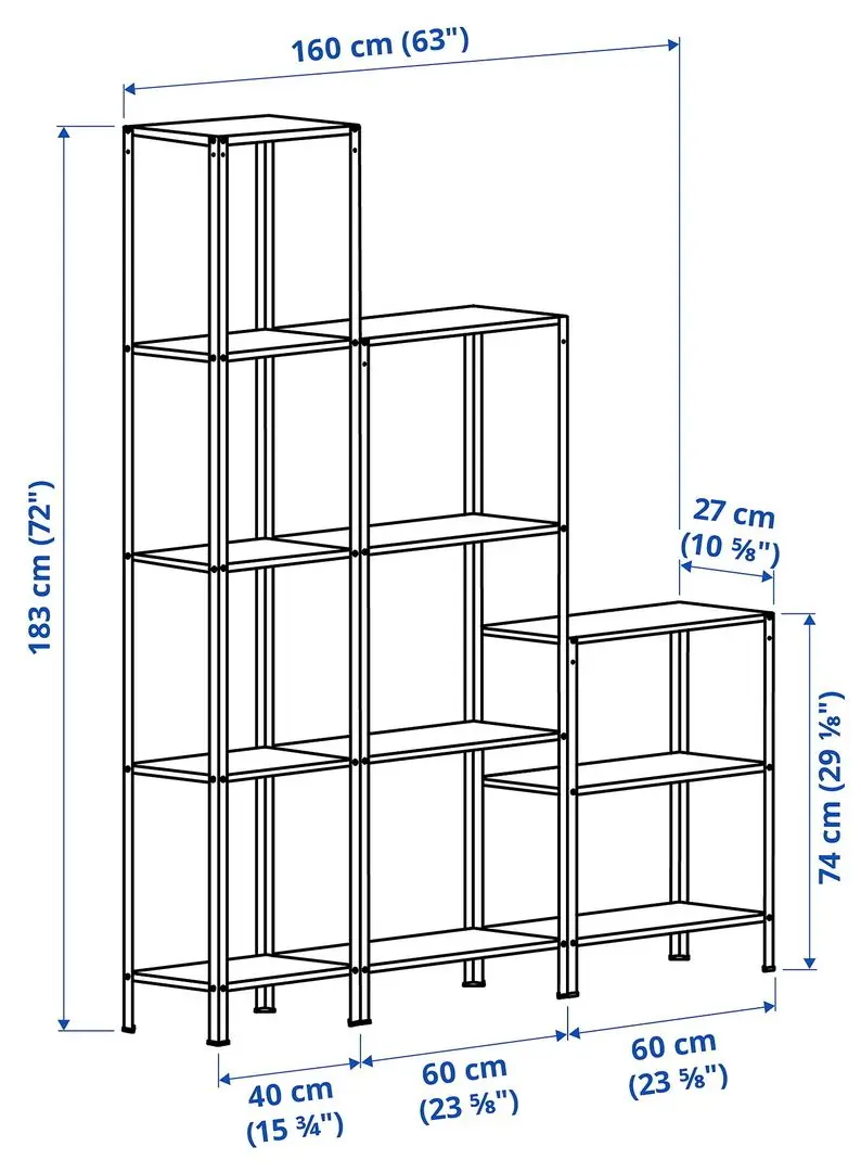 Etajera Ikea Hyllis 160x27x74-183 (Otel Inoxidabil)