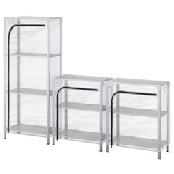 Etajera Ikea Hyllis cu husa 180x27x74-140 (Gri/Transparent) Thumb