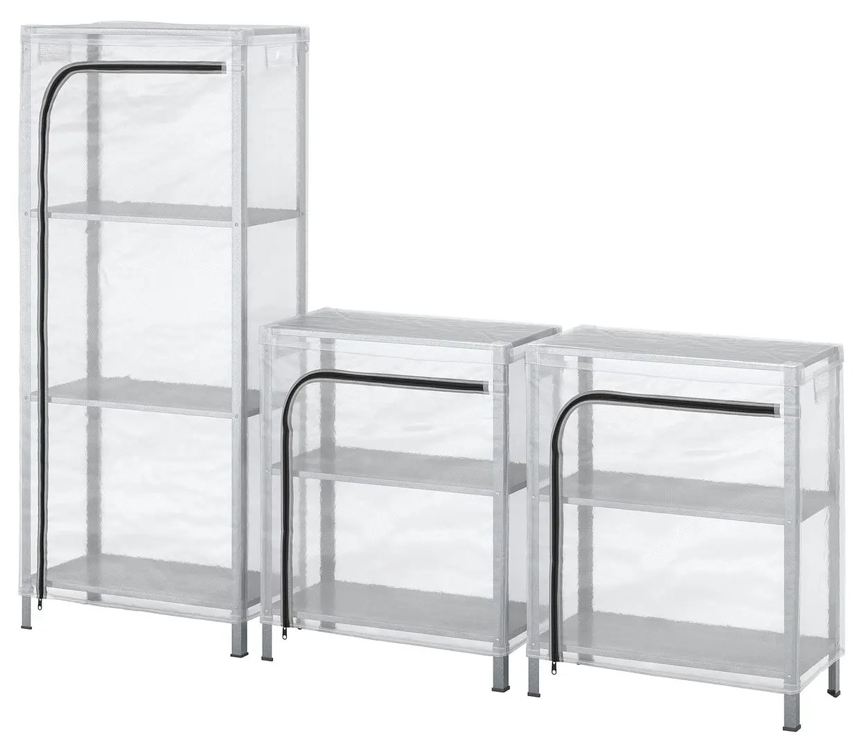 Etajera Ikea Hyllis cu husa 180x27x74-140 (Gri/Transparent)