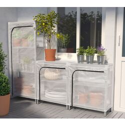 Etajera Ikea Hyllis cu husa 180x27x74-140 (Gri/Transparent)