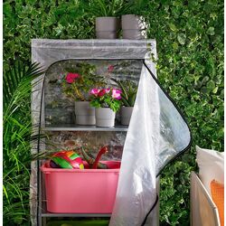 Etajera Ikea Hyllis cu husa 180x27x74-140 (Gri/Transparent) Thumb