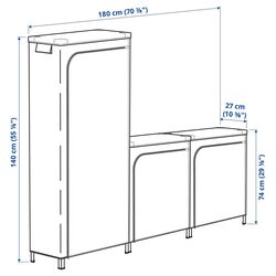 Etajera Ikea Hyllis cu husa 180x27x74-140 (Gri/Transparent) Thumb