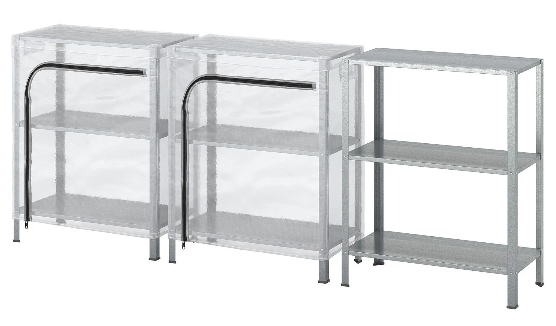 Etajera Ikea Hyllis cu husa 180x27x74 (Gri/Transparent)