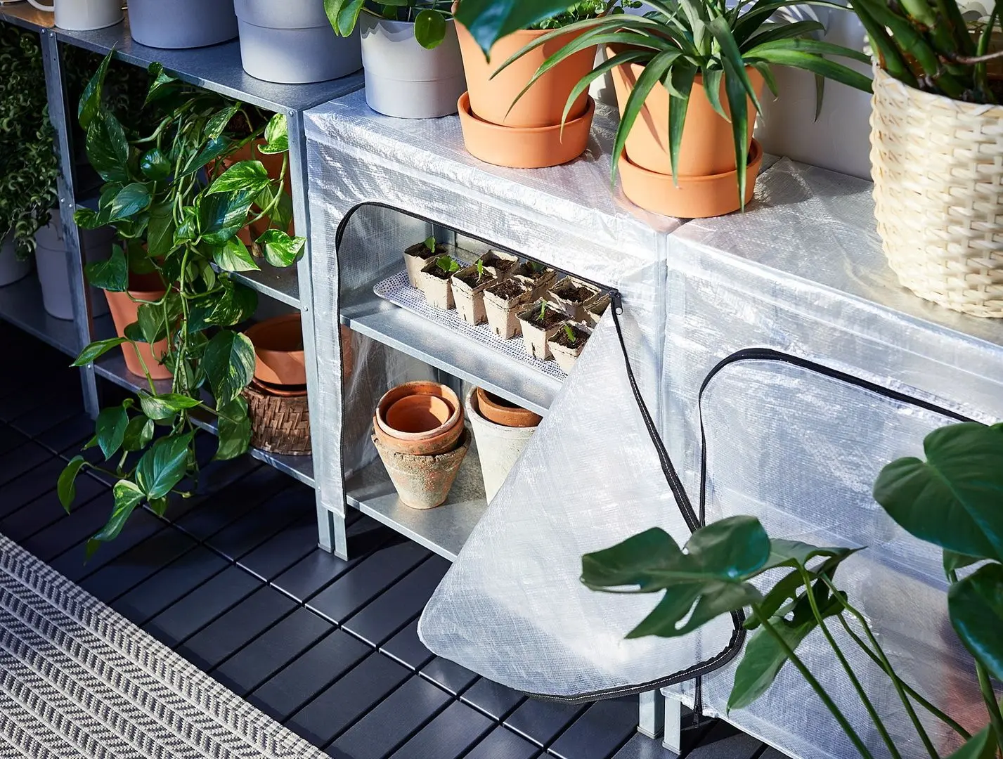 Etajera Ikea Hyllis cu husa 180x27x74 (Gri/Transparent)