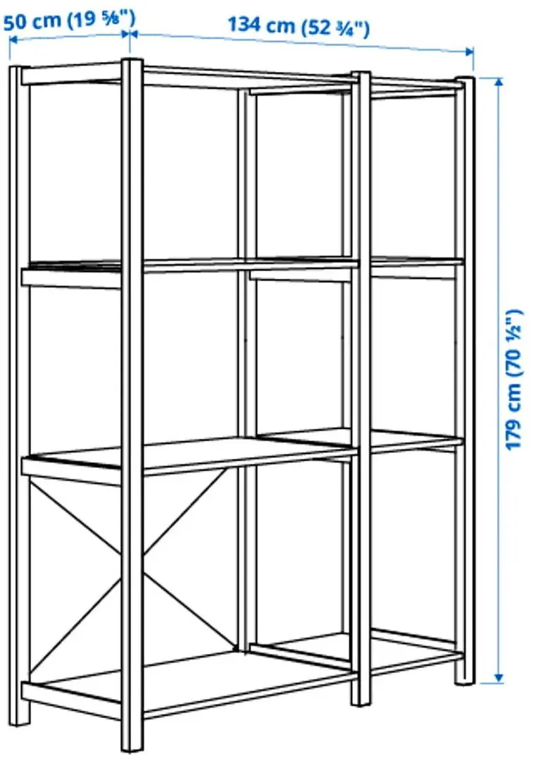 Etajera Ikea Ivar 2 sectiuni 134x50x179 (Pin)