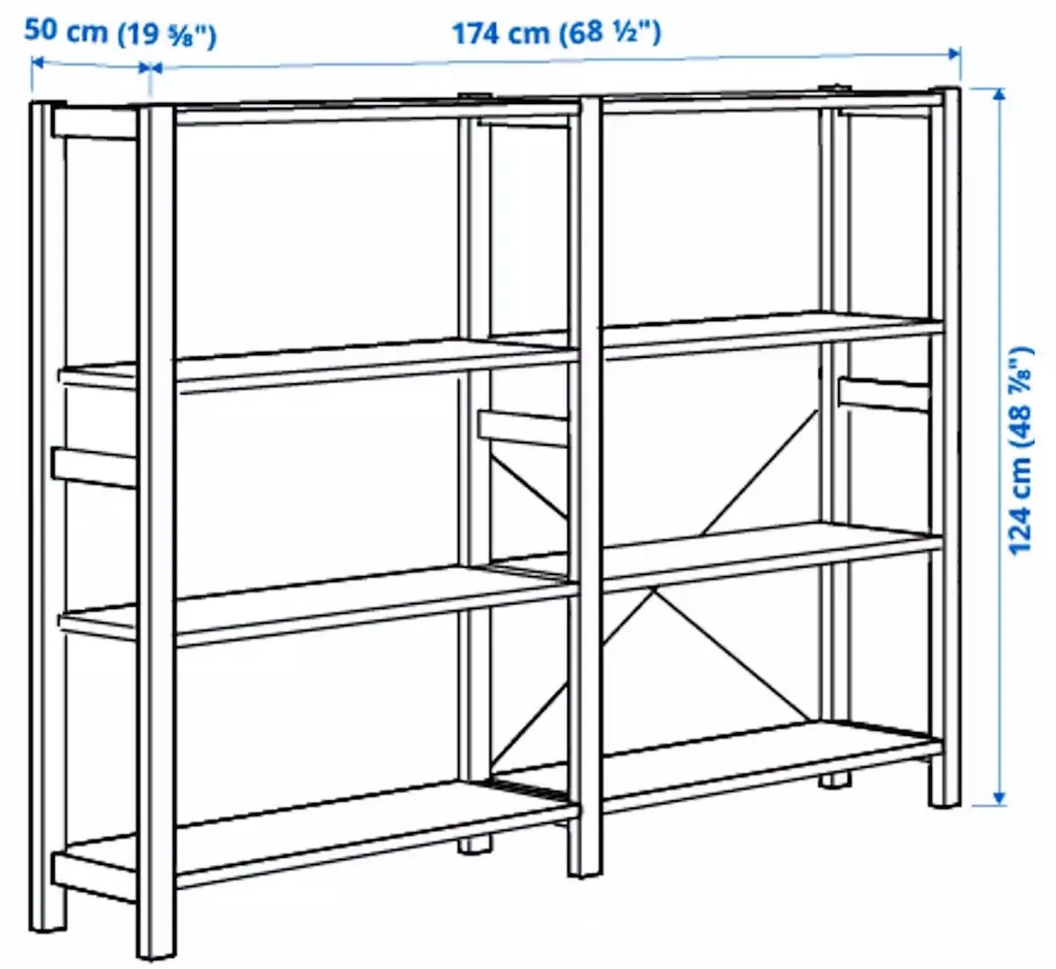 Etajera Ikea Ivar 2 sectiuni/polite 174х50х124 (Pin)