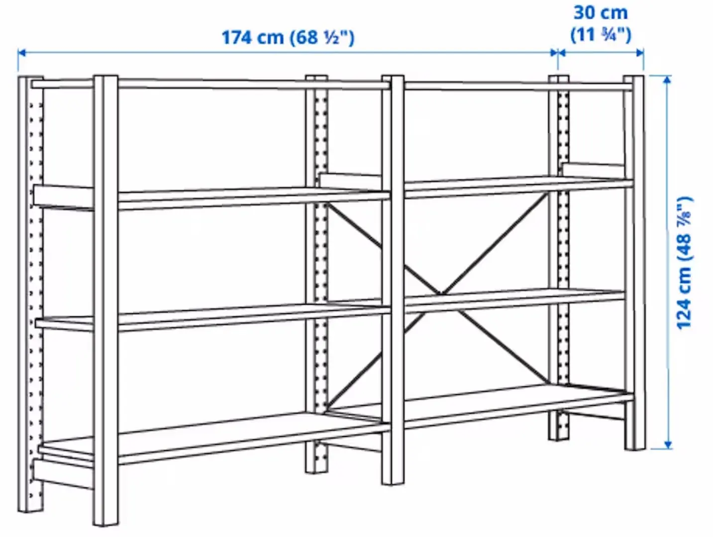 Etajera Ikea Ivar 2 sectiuni/polite 174x30x124 (Pin)