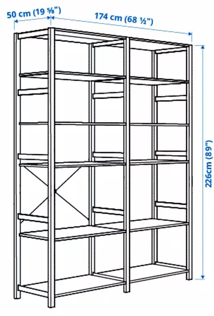 Etajera Ikea Ivar 2 sectiuni/polite 174x50x226 (Pin)