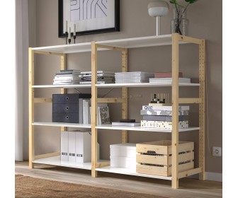 Стеллаж Ikea Ivar 2 секции/полки 175х50х124 (Сосна/Белый)