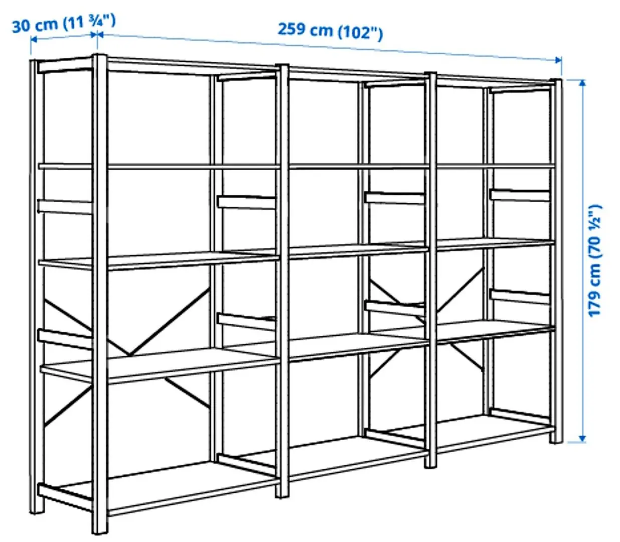 Etajera Ikea Ivar 3 sectiuni/5 polite 259x30x179 (Pin)