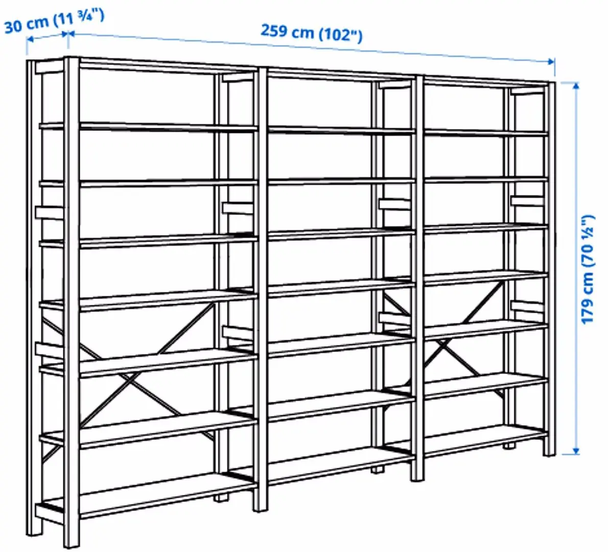 Etajera Ikea Ivar 3 sectiuni/8 polite 259x30x179 (Pin)