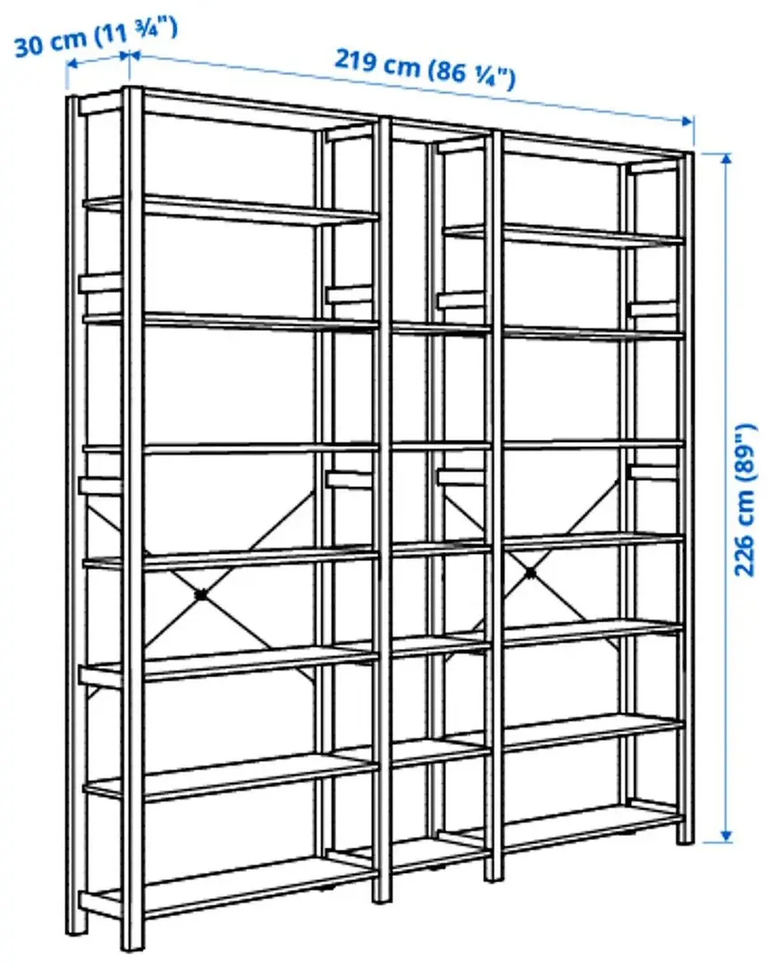 Etajera Ikea Ivar 3 sectiuni/polite 219x30x226 (Pin)