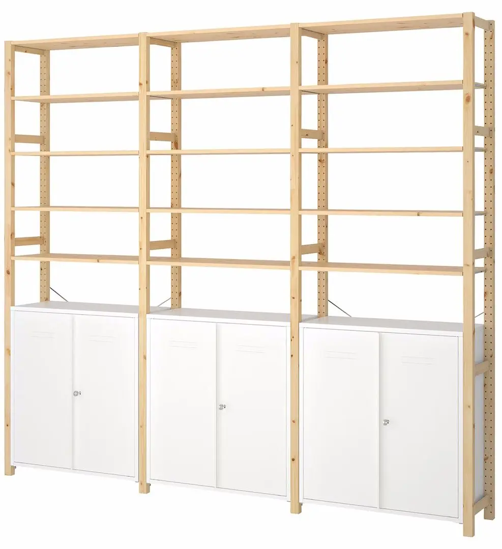 Etajera Ikea Ivar 3 sectii/corpuri/polite 259x30x226 (Pin/Alb)