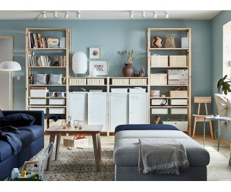 Etajera Ikea Ivar 4 sectiuni/rafturi/corp 344х30х226 (Pin/Alb)