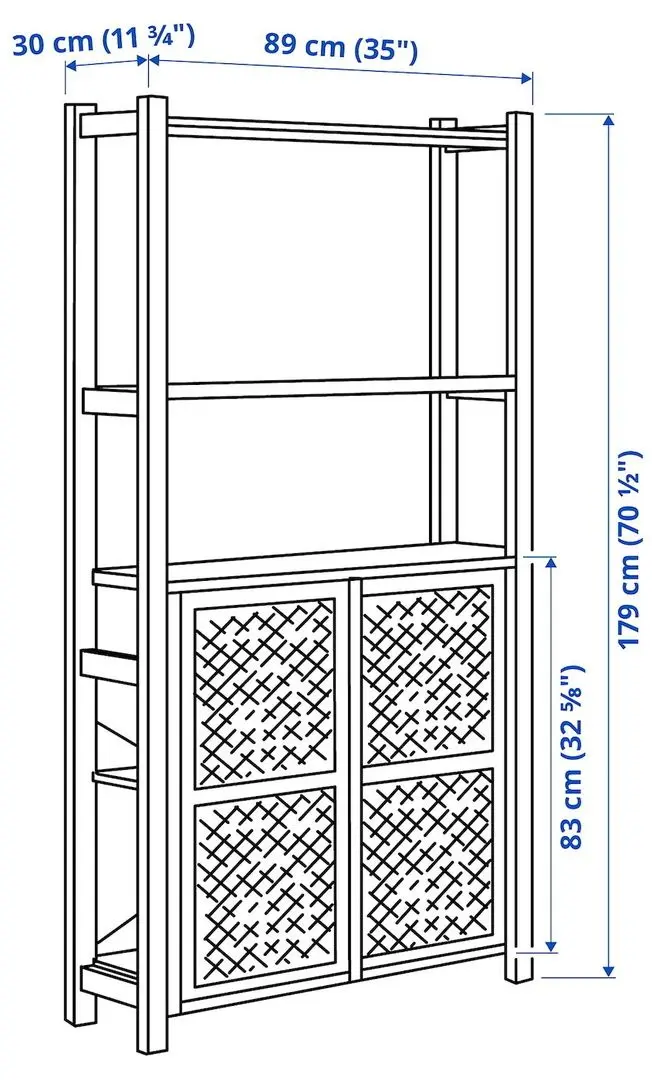 Etajera Ikea Ivar/Observator 2 usi/raft 89x30x179 (Pin/Bambus)