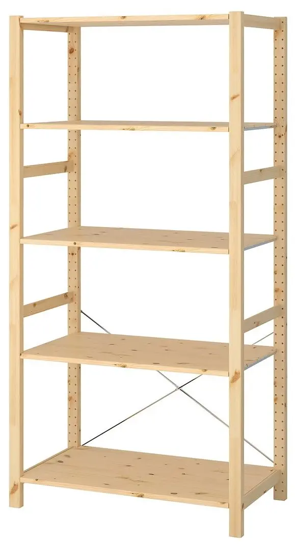 Etajera Ikea Ivar/Observator 5 rafturi 89x50x179 (Pin/Bambus)