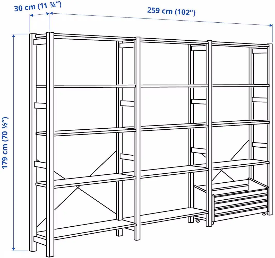 Etajera Ikea Ivar cu cutie depozitare 259x30x179 (Pin) - 3